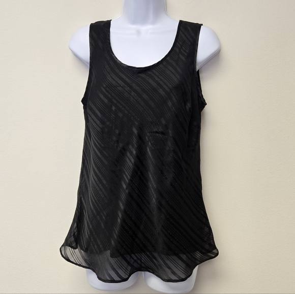 Cabernet Tops - Cabernet Sleeveless Stripe Tank Top Blouse Black S